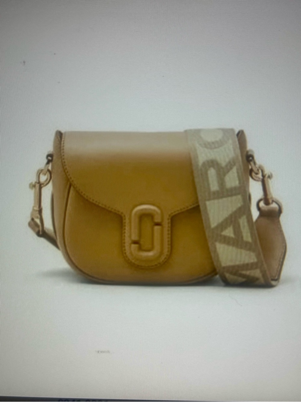 Marc Jacobs Saddle Crossbody in Camel with Branded Canvas Strap